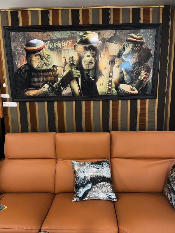 Grand tableau rectangulaire avec ambiance Jazz animaux 