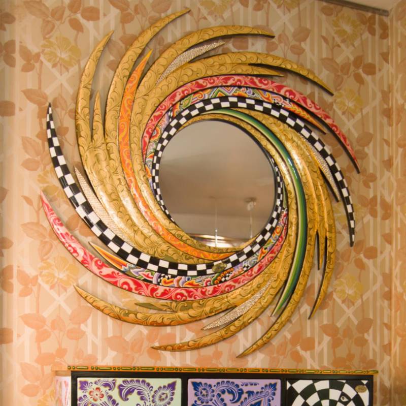Miroir mural design circulaire 110 cm – style artistique Pop Art