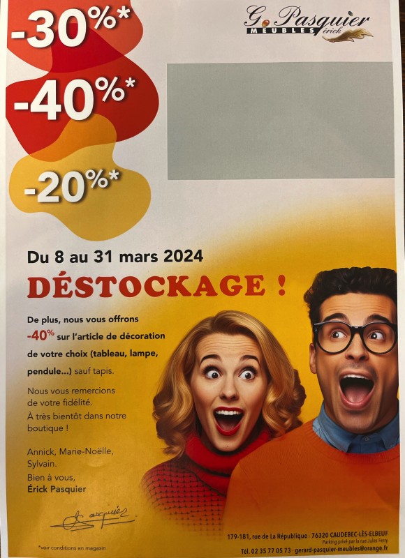 Destockage de meubles à Caudebec les Elbeuf près de Rouen