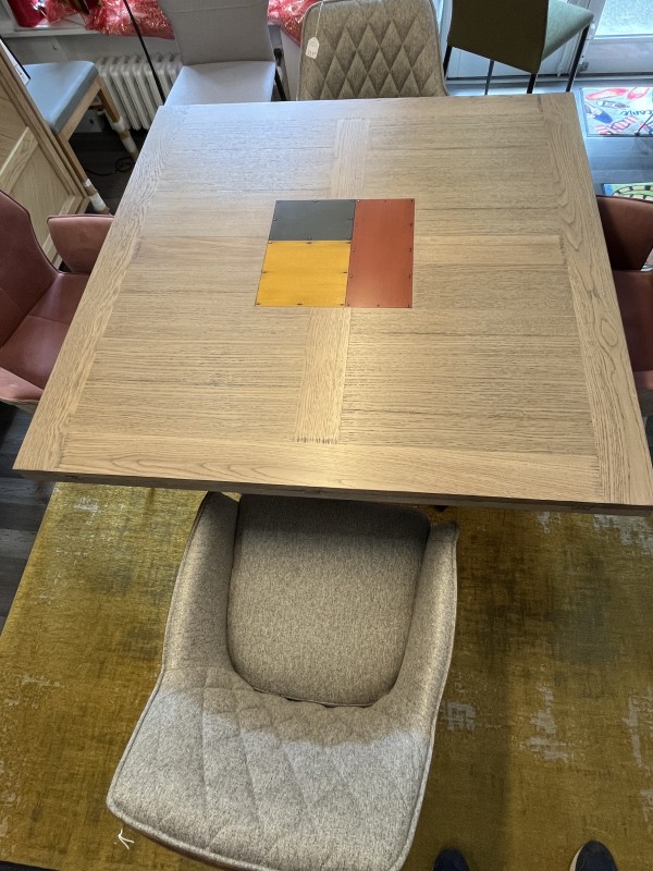 Table de salle à manger bois et rallonge en demi lune 